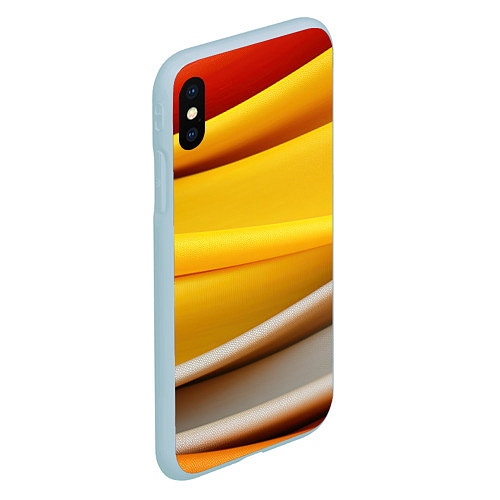 Чехол iPhone XS Max матовый Желтая абстракция с оранжевой волной / 3D-Голубой – фото 2