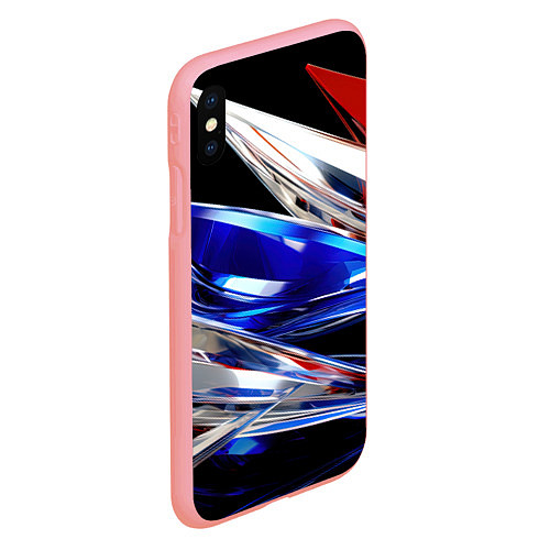 Чехол iPhone XS Max матовый Белая синяя красная острая абстракция / 3D-Баблгам – фото 2