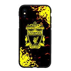 Чехол iPhone XS Max матовый Liverpool жёлтые краски текстура, цвет: 3D-черный