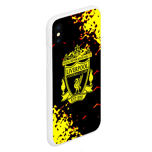 Чехол iPhone XS Max матовый Liverpool жёлтые краски текстура / 3D-Белый – фото 2