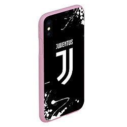 Чехол iPhone XS Max матовый Juventus краски белые, цвет: 3D-розовый — фото 2