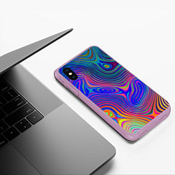 Чехол iPhone XS Max матовый Яркая абстракция волнистых линий, цвет: 3D-сиреневый — фото 2