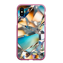 Чехол iPhone XS Max матовый Грани стеклянного камня, цвет: 3D-малиновый
