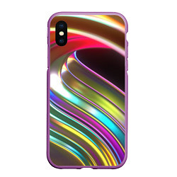 Чехол iPhone XS Max матовый Неоновый крученный металл разноцветный, цвет: 3D-фиолетовый