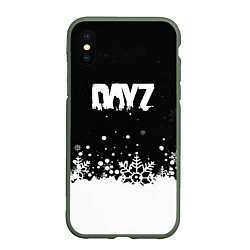 Чехол iPhone XS Max матовый Dayz снежинки, цвет: 3D-темно-зеленый