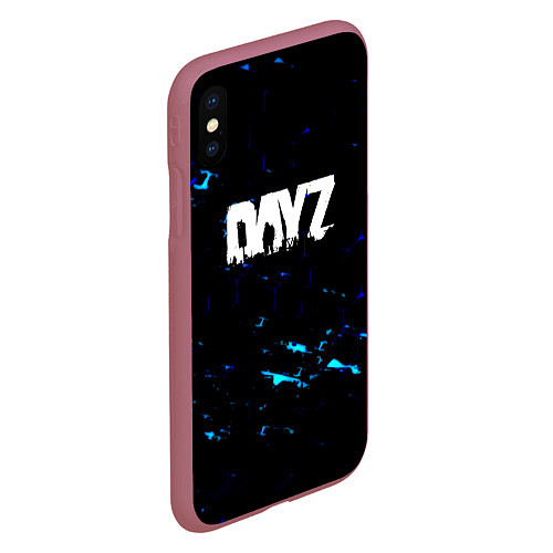 Чехол iPhone XS Max матовый Dayz текстура краски голубые / 3D-Малиновый – фото 2