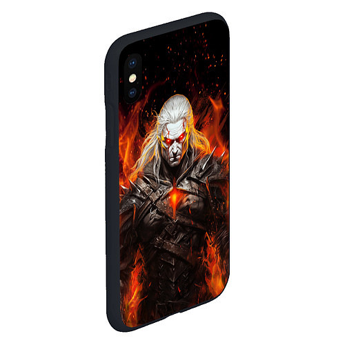 Чехол iPhone XS Max матовый Ведьмак и пламя / 3D-Черный – фото 2