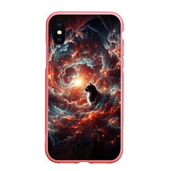 Чехол iPhone XS Max матовый Кот в облаках космической туманности