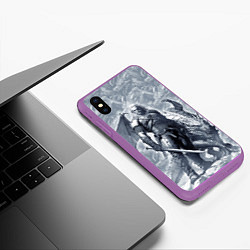 Чехол iPhone XS Max матовый The Witcher and dragon - hand drawn style, цвет: 3D-фиолетовый — фото 2
