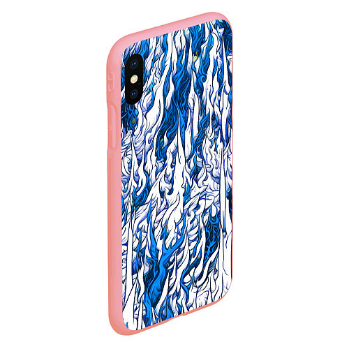 Чехол iPhone XS Max матовый Белый и синий узор / 3D-Баблгам – фото 2