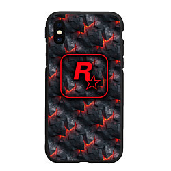 Чехол iPhone XS Max матовый Rockstar - glow rifts, цвет: 3D-черный