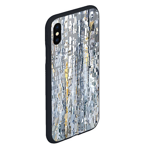 Чехол iPhone XS Max матовый Серебряные блоки / 3D-Черный – фото 2