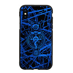 Чехол iPhone XS Max матовый Fullmetal Alchemist - symbols, цвет: 3D-черный