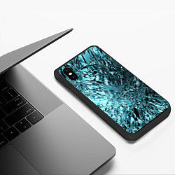 Чехол iPhone XS Max матовый Эффект жидкого стекла бирюзовый, цвет: 3D-черный — фото 2