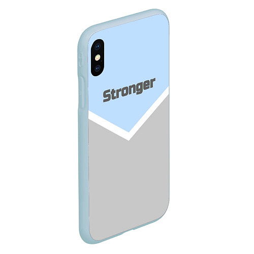 Чехол iPhone XS Max матовый Stronger серо-голубой / 3D-Голубой – фото 2