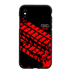 Чехол iPhone XS Max матовый AUDI краски текстура шины, цвет: 3D-черный