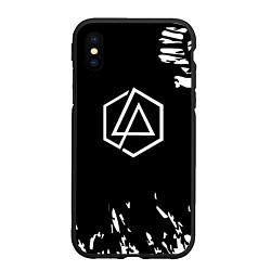 Чехол iPhone XS Max матовый Linkin park краски текстура рок, цвет: 3D-черный