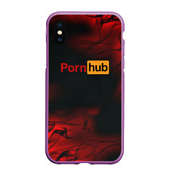 Чехол iPhone XS Max матовый Porn hub fire, цвет: 3D-фиолетовый