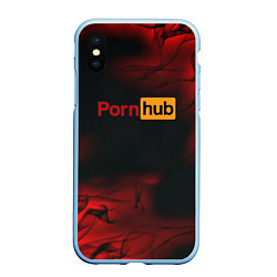 Чехол iPhone XS Max матовый Porn hub fire, цвет: 3D-голубой