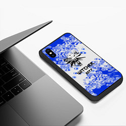 Чехол iPhone XS Max матовый Ведьмак 2077 краски голубые, цвет: 3D-черный — фото 2