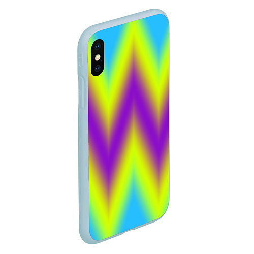 Чехол iPhone XS Max матовый Неоновый зигзаг / 3D-Голубой – фото 2