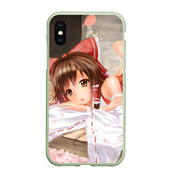 Чехол iPhone XS Max матовый Touhou Project Рейму милая, цвет: 3D-салатовый