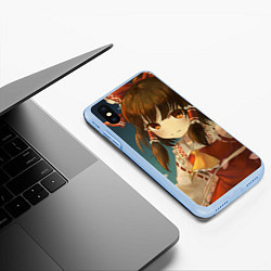 Чехол iPhone XS Max матовый Touhou Project Рейму fight, цвет: 3D-голубой — фото 2