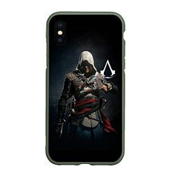 Чехол iPhone XS Max матовый Эдвард Кенуей Assassins black flag, цвет: 3D-темно-зеленый