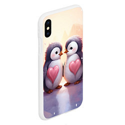 Чехол iPhone XS Max матовый Два влюбленных пингвина, цвет: 3D-белый — фото 2