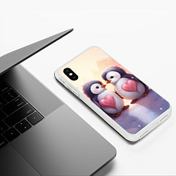 Чехол iPhone XS Max матовый Два влюбленных пингвина, цвет: 3D-белый — фото 2