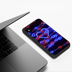 Чехол iPhone XS Max матовый Оковы-сердца, синяя половинка, цвет: 3D-черный — фото 2