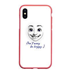 Чехол iPhone XS Max матовый Dont worry be happy, цвет: 3D-красный