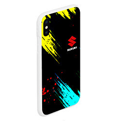 Чехол iPhone XS Max матовый Suzuki краски абстрактные, цвет: 3D-белый — фото 2