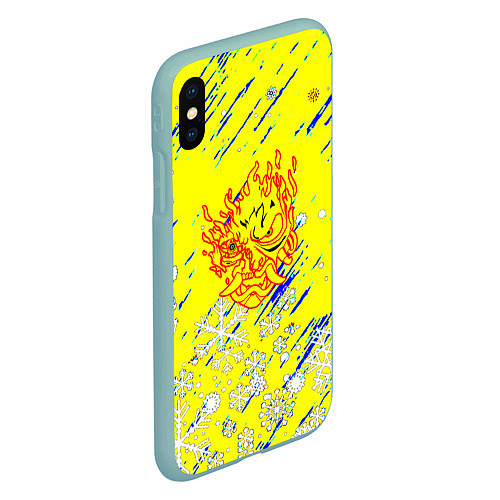 Чехол iPhone XS Max матовый Cyberpunk logo winter / 3D-Мятный – фото 2