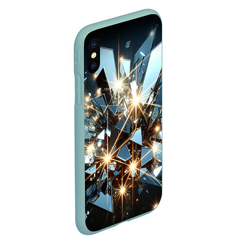 Чехол iPhone XS Max матовый Текстура с осколками / 3D-Мятный – фото 2