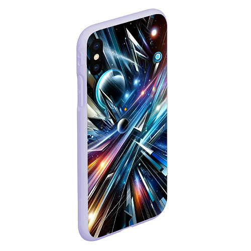 Чехол iPhone XS Max матовый Космос - футуризм / 3D-Светло-сиреневый – фото 2