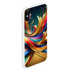 Чехол iPhone XS Max матовый Золотые линии, цвет: 3D-белый — фото 2