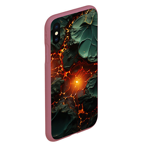 Чехол iPhone XS Max матовый Объемная текстура и лава / 3D-Малиновый – фото 2