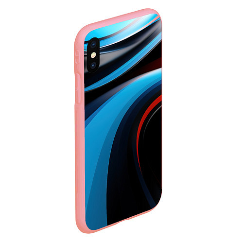 Чехол iPhone XS Max матовый Черные и синии волны спортивный стиль / 3D-Баблгам – фото 2