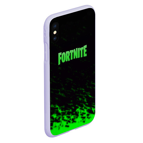 Чехол iPhone XS Max матовый Fortnite краски зелёные / 3D-Светло-сиреневый – фото 2