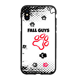 Чехол iPhone XS Max матовый Fall Guys kids game pattern, цвет: 3D-черный