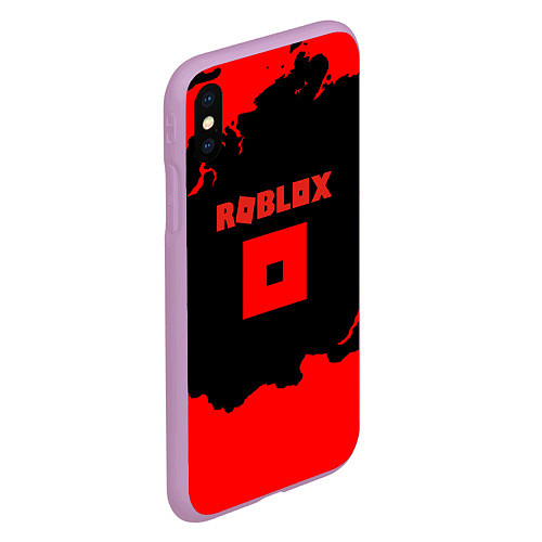 Чехол iPhone XS Max матовый Roblox краски красные / 3D-Сиреневый – фото 2