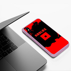 Чехол iPhone XS Max матовый Roblox краски красные, цвет: 3D-сиреневый — фото 2