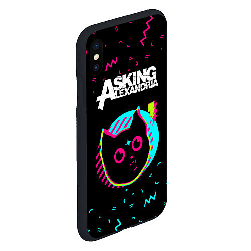 Чехол iPhone XS Max матовый Asking Alexandria - rock star cat / 3D-Черный – фото 2