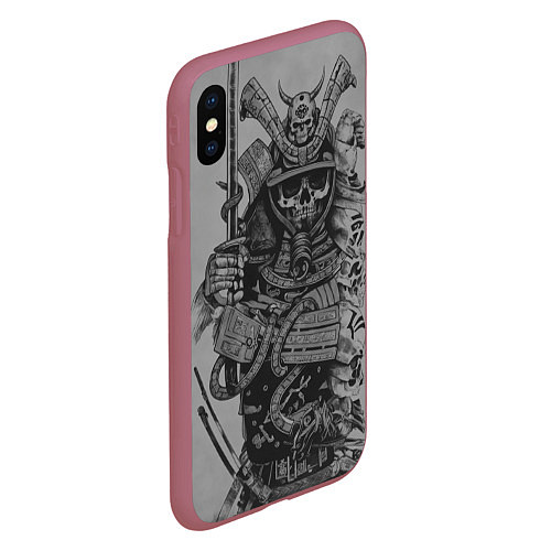 Чехол iPhone XS Max матовый Demonic samurai / 3D-Малиновый – фото 2