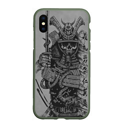 Чехол iPhone XS Max матовый Demonic samurai, цвет: 3D-темно-зеленый