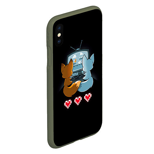 Чехол iPhone XS Max матовый Лисья геймерская любовь / 3D-Темно-зеленый – фото 2