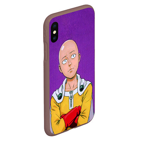 Чехол iPhone XS Max матовый Realistic Saitama / 3D-Коричневый – фото 2