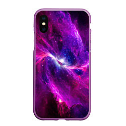 Чехол iPhone XS Max матовый Фантастическая галактика, цвет: 3D-фиолетовый