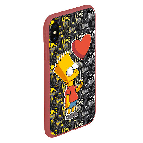 Чехол iPhone XS Max матовый Барт с шариком / 3D-Красный – фото 2